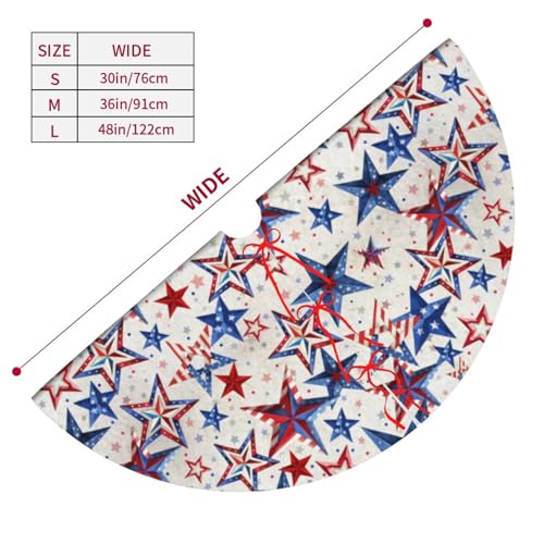 Fdkffd White 30-Inch American Patriotic Tree Skirt with 3 Red Ties for Holiday Decorations
