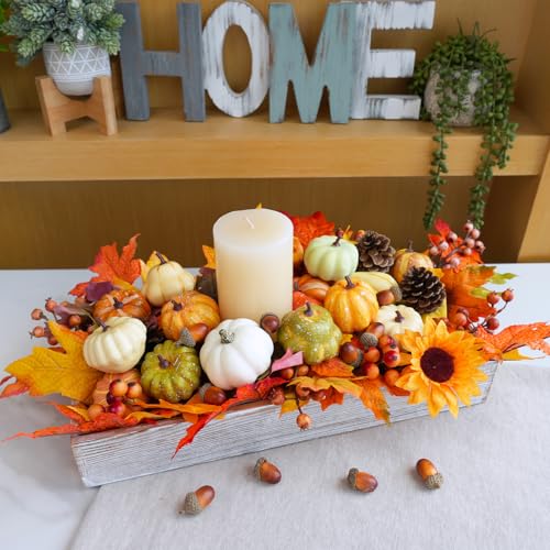 46-Piece Artificial Fall Harvest Decor Set: Pumpkins, Gourds, and Foliage