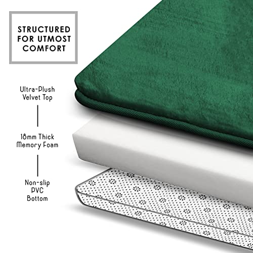 Clara Clark 3-Piece Memory Foam Bath Rug Set - Green Non-Slip Velvet Mats