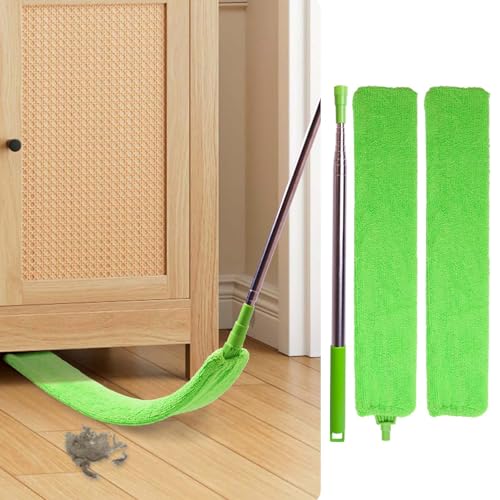 Retractable Under Appliance Gap Duster - Extending Pole & 2 Microfiber Pads