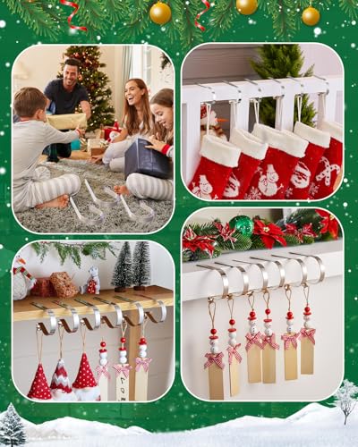 Adjustable Christmas Stocking Holders for Mantle - Set of 6, Silver