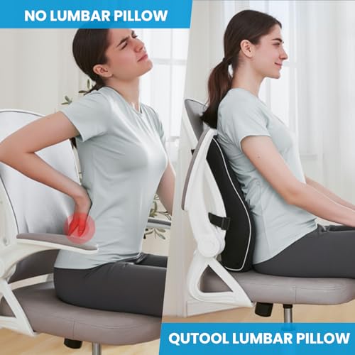 QUTOOL Ergonomic Lumbar Support Pillow for Office Chair & Car Seat