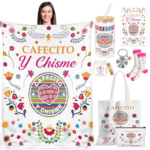 Cafecito Y Chisme Gift Set for Women – Colorful 8-Piece Gift Basket by Jiytivity