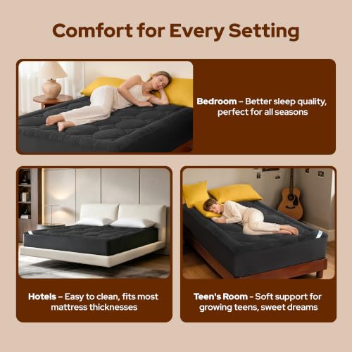 Cooling Bamboo Viscose Queen Mattress Pad Cover - Soft & Breathable
