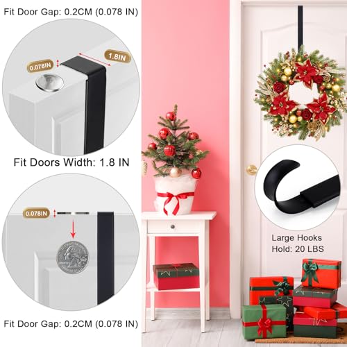 Adjustable Front Door Wreath Hanger - Heavy-Duty Metal Door Hook (14.9-25")