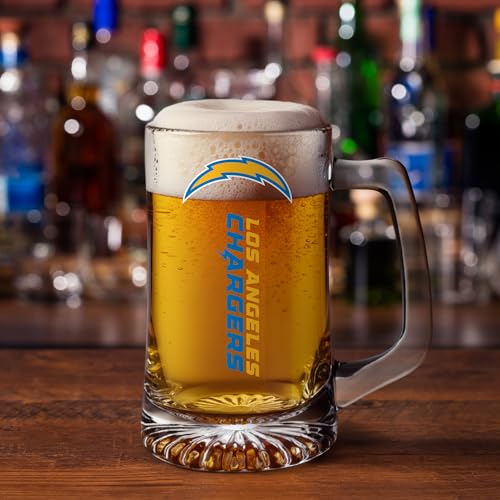 Los Angeles Chargers 14oz Glass Beer Stein, Heavy-Duty Logo Mug