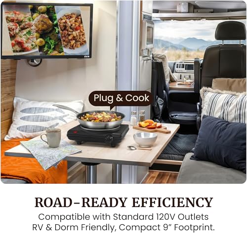 1000W Portable Electric Single Burner Hot Plate with Cast Iron Cooktop