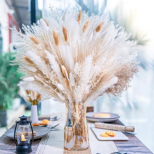 95-Piece Natural Dried Pampas Grass Bouquet for Boho Home Decor