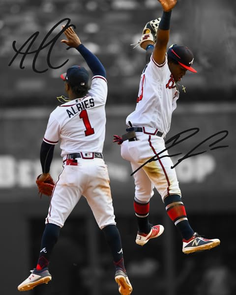 Autographed Baseball Wall Art - Ronald Acuna Jr & Ozzie Albies Signed Photo, 8x10 Inch High-Gloss Print for Home Decor