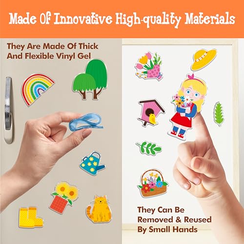 38-Piece Reusable Spring Jelly Stickers, Waterproof Window Gel Decals