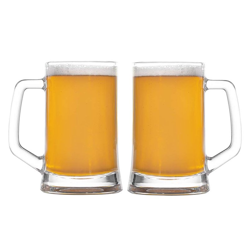 Amlong Crystal Lead-Free Beer Mug - 12 oz (Right For 1 Bottle), Set of 2
