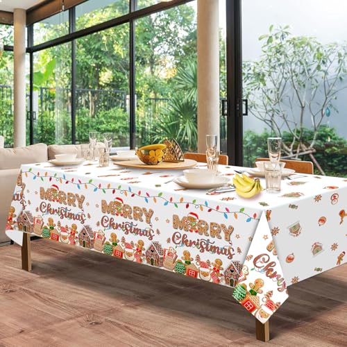 HigzYovn 3-Pack Gingerbread Christmas Tablecloths for Festive Holiday Decor