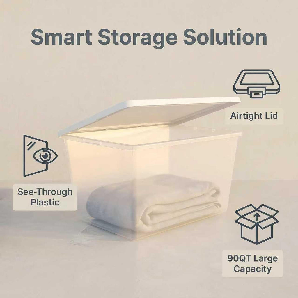 Skiennix 90QT Transparent Storage Boxes - Durable Plastic Containers with Snap-On Lids | 2-Pack, 29" L x 18" W x 13" H