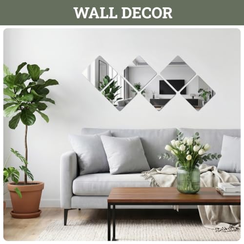 8x8 Acrylic Mirror Tiles - Set of 12 Shatterproof Square Table Centerpieces