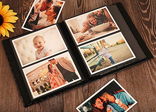 4x6 Photo Album with 200 Pockets, Leather Cover and DIY Front Window