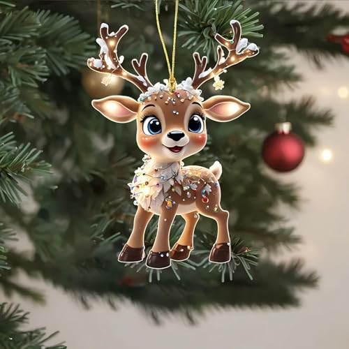 5 PCS Christmas Elk Acrylic Hanging Ornaments - 3.07 x 2.12 Inches, Transparent Holiday Decor