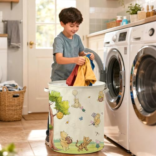 Oval Canvas Baby Laundry Hamper - Waterproof Nursery Storage Basket