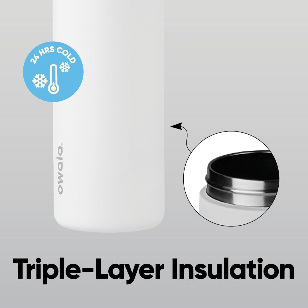 Owala FreeSip Insulated Stainless Steel Water Bottle - BPA-Free, 24 oz, Perfect for Sports & Travel - Grey