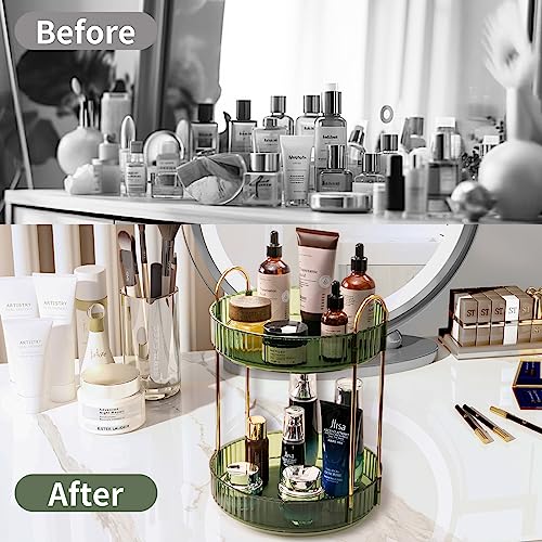 Asayuee 360 Rotating Makeup Organizer for Vanity,2 Tier Large