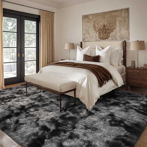 6x9 Ft Shag Area Rug, Ultra Soft Fluffy Tie-Dyed Carpet for Living Room