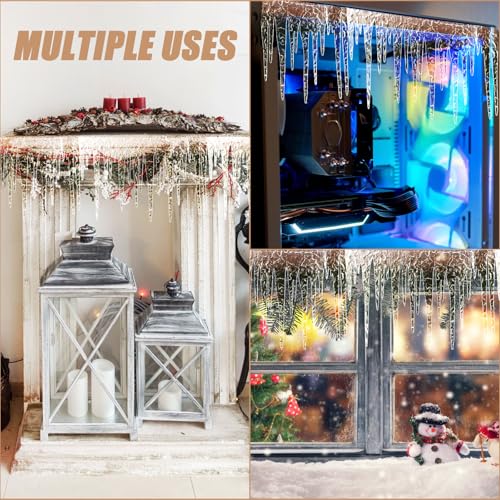 Chunful 4 Pcs Christmas Glitter Icicle Fringe Decorations 7.9x47 Inches