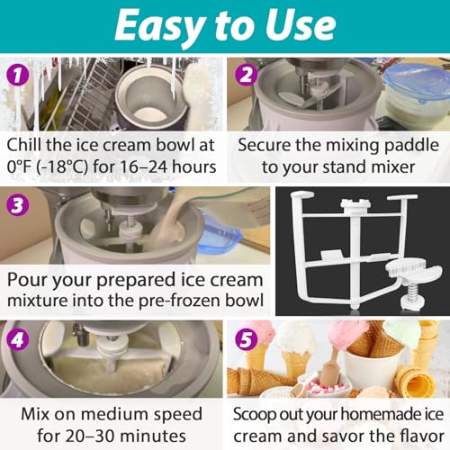 Ice Cream Maker Mixing Paddle & Drive Assembly Set for Stand Mixers