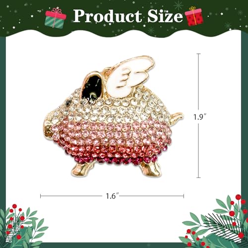 Pink Flying Pig Christmas Ornament with Rhinestones – JUESMOS Metal Decoration Keepsake