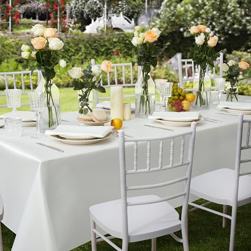 Counfeisly 6 Pack Satin Tablecloth, Off White 60 x 84 Inches – Rectangle