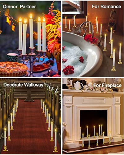 RONXS 12pcs Gold LED Window Candles with Timer Flameless Battery Operated