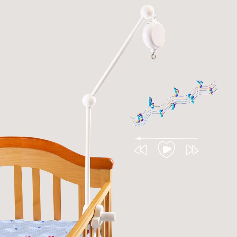 HLEEDUO 27 INCHES Crib Mobile Arm, 360° Rotating Mobile Arm for Crib,White Wooden Mobile for Crib, Adjustable Crib Accessories Safe Anti Slip Set,Mobile Holder for Crib,Nursery Cloud Design