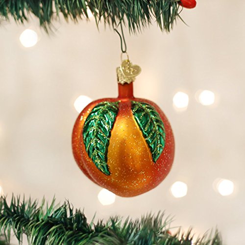 Handcrafted Glass Peach Christmas Ornament - Decorative Holiday Fruit