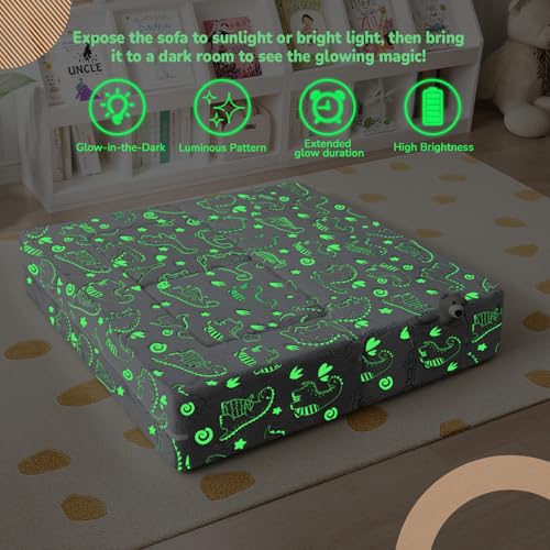 Modular Glow-in-the-Dark Dinosaur Foam Play Couch for Toddlers