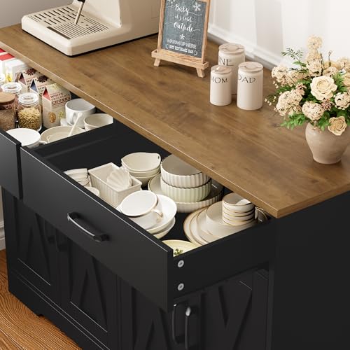 47-Inch Farmhouse Kitchen Sideboard Buffet Cabinet with Storage Drawers