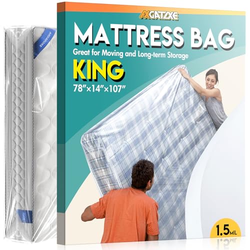 Clear Plastic Mattress Bag for Moving & Storage - Waterproof Cover, 1.5 Mil