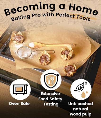 Pre-Cut Unbleached Parchment Paper 12x16 In - Non-Stick Baking Sheets (200 Pack)