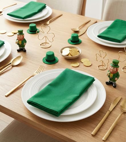 PurpleEssences 18x18 in Green Cloth Dinner Napkins Set of 12 - St Patrick's Day
