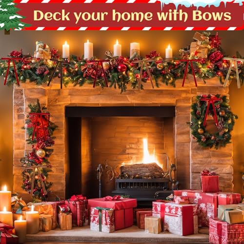 NONSTOP Burgundy Velvet Ribbon Bows for Christmas Tree Decorations 24 pcs