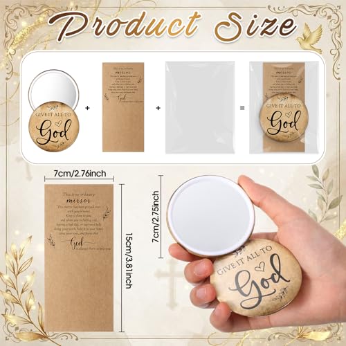 50 Sets Christian Gifts for Women Pocket Mirrors - includes 50 cards & 50 gift bags