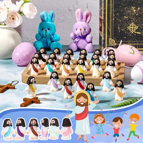 25 Pcs Mini Rubber Jesus Figurines Religious Party Favors Sunday School Gifts