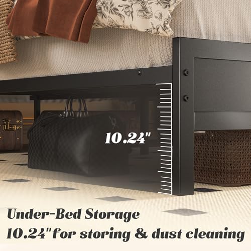 Queen Bed Frame with Storage Headboard, LED Lights & Charging Station