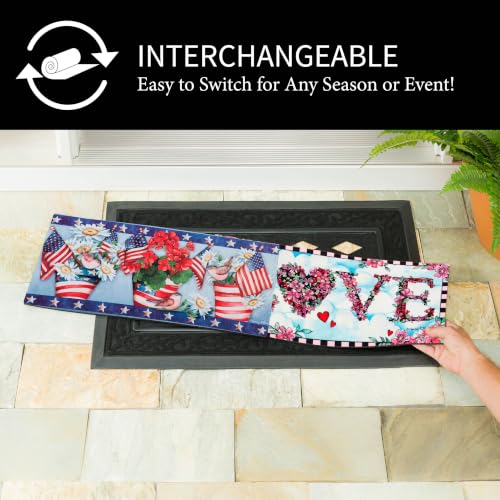 Spring Holiday Doormat Bundle & Tray Set - Interchangeable Indoor Outdoor Welcome Mats 30x18 - Variation 2