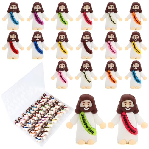 40 Pcs Mini Jesus Figurines Bulk - Tiny Pocket Religious Toys for Parties