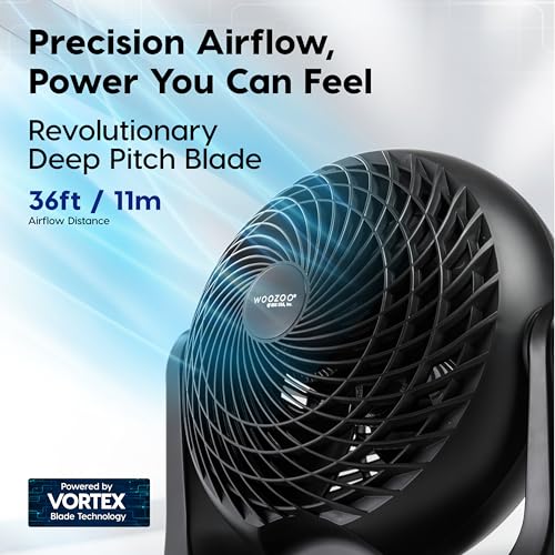 Oscillating Desk Fan with 3 Speeds and Adjustable Tilt, Black