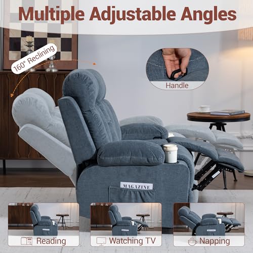 3-Piece Manual Reclining Sofa Set with Massage, Heating and Cup Holders