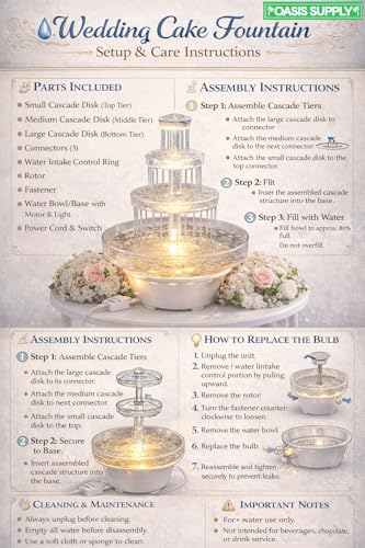 12.5" Lighted 3-Tier Wedding Cake Water Fountain Centerpiece - 10" Wide
