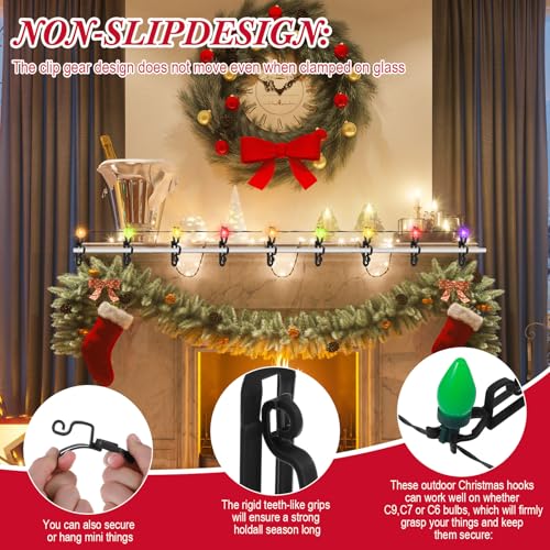 200 Pcs Christmas Light Clips, Outdoor Gutter and Shingle Hooks for C7 C9