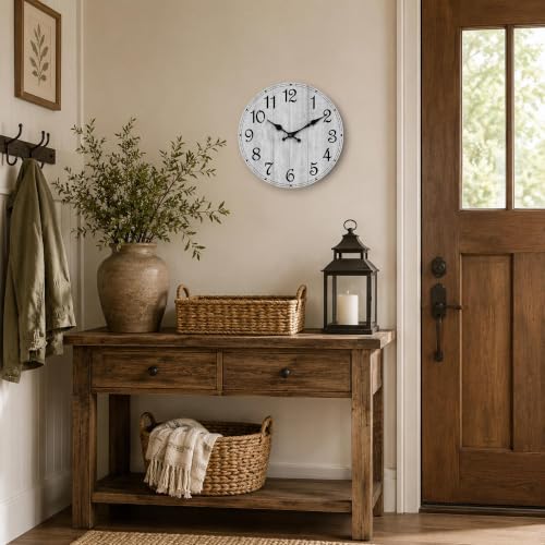 8-Inch Rustic Wooden Wall Clock, Silent Non-Ticking Decorative Clock