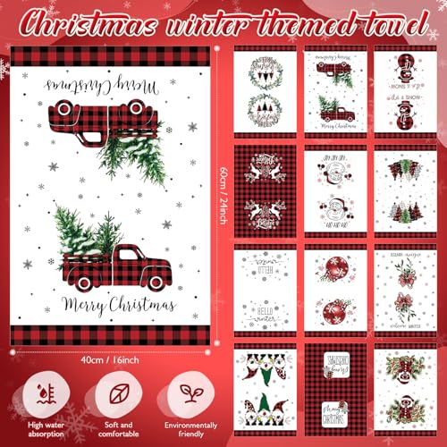 12 Pcs Christmas Kitchen Towels Set 16x24 Inch - Christmas Style (FuWeave)