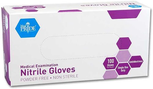 MedPride Nitrile Exam Gloves - Powder-Free, Large Size, 100 Count (Pack of 10)