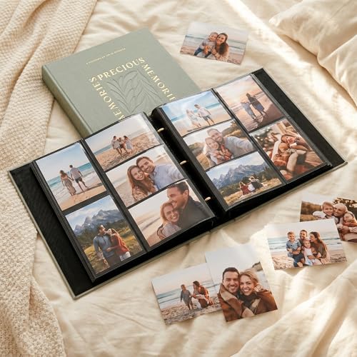 Large Linen Photo Album for 500 4x6 Photos - Sage Fabric Memory Book